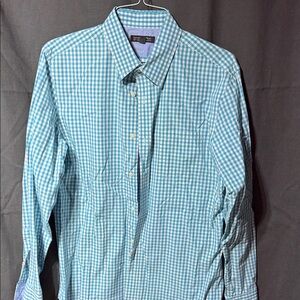 Banana Republic Teal Checkered Button Down Shirt